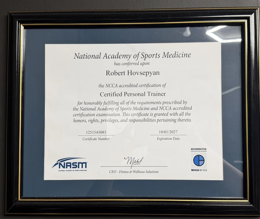 NASM Certified Personal Trainer certificate
